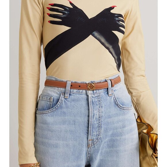 LOEWE Brown Leather Skinny Belt - Picture 1 of 7